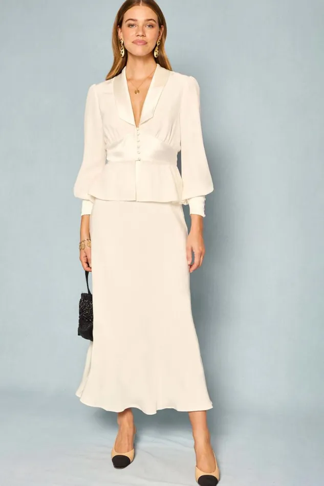 Women RIXO All Bridal Adeline Silk Top Satin Back Silk Crepe