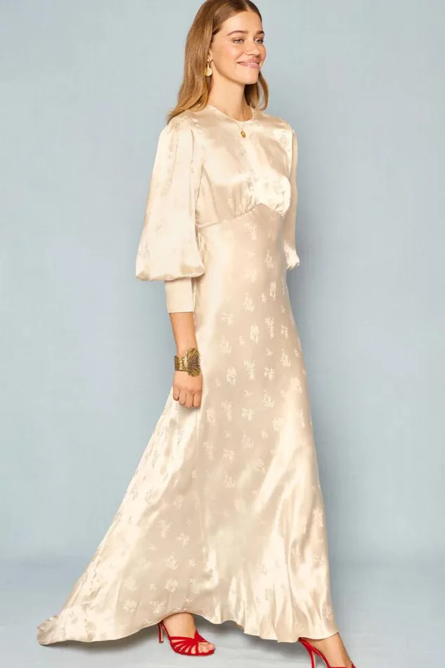 Women RIXO All Bridal Clementine Silk Gown Rose Bud Silk Jacquard