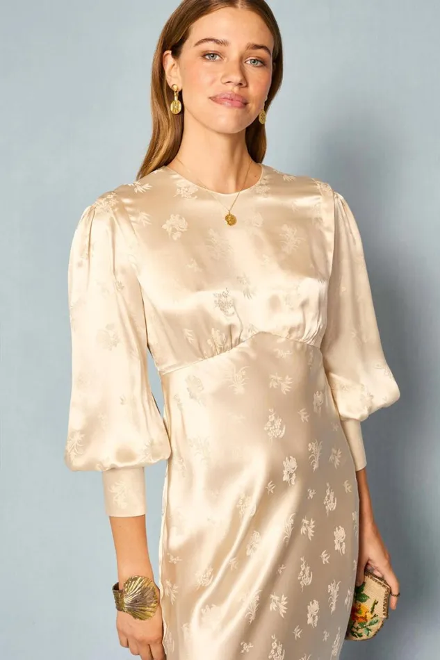 Women RIXO All Bridal Clementine Silk Gown Rose Bud Silk Jacquard
