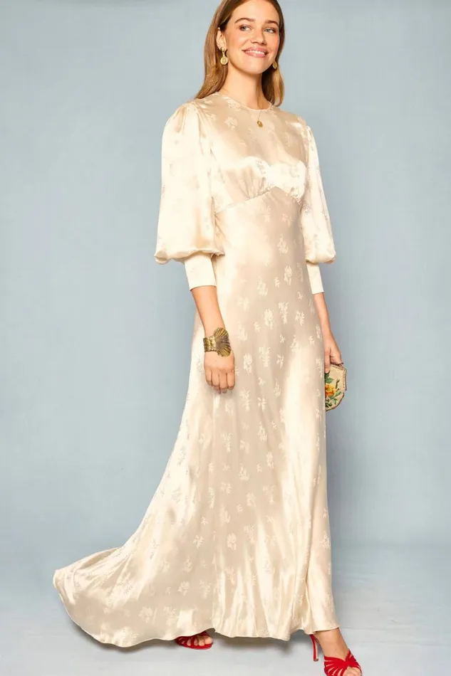 Women RIXO All Bridal Clementine Silk Gown Rose Bud Silk Jacquard