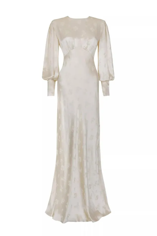 Women RIXO All Bridal Clementine Silk Gown Rose Bud Silk Jacquard