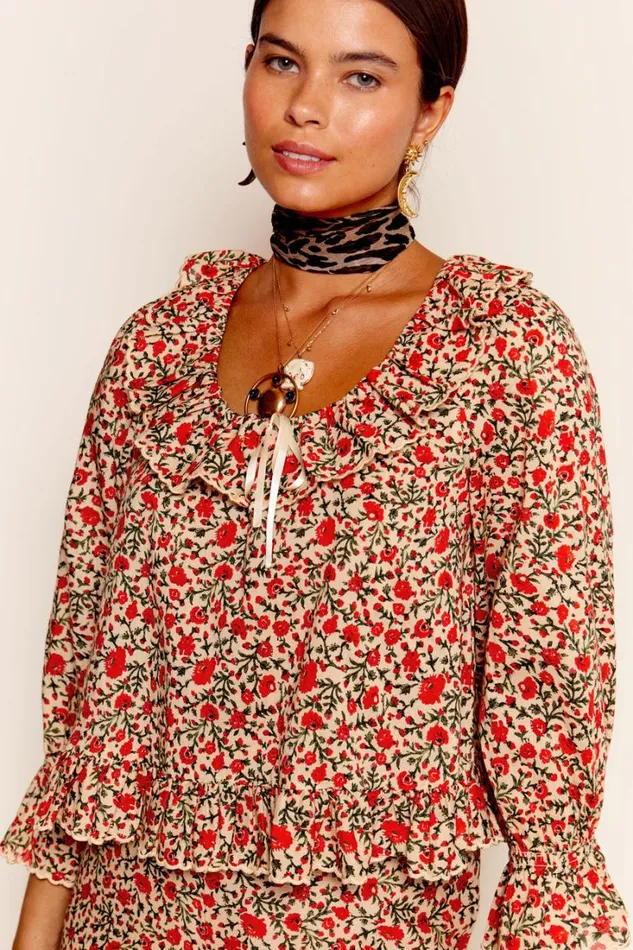 Women RIXO All Clothing Bobbie Cotton Coord Ditsy Trail Cream