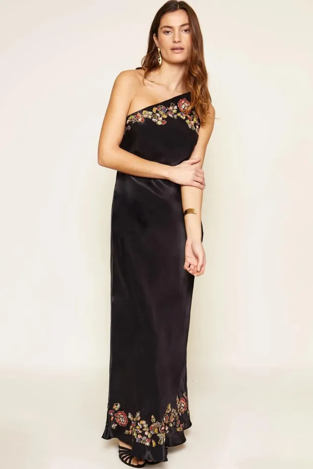 Women RIXO All Clothing Doutzen Embellished Gown Waterblossom Embellishment Black