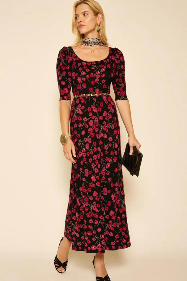Women RIXO All Clothing Elias Wool Midi Dress Autumn Cherry Red