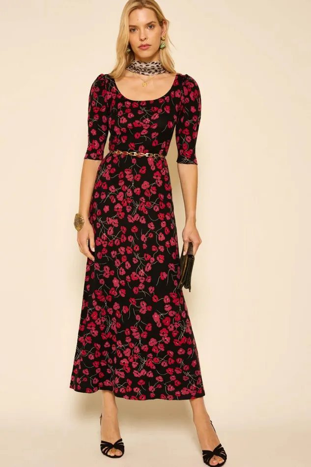 Women RIXO All Clothing Elias Wool Midi Dress Autumn Cherry Red