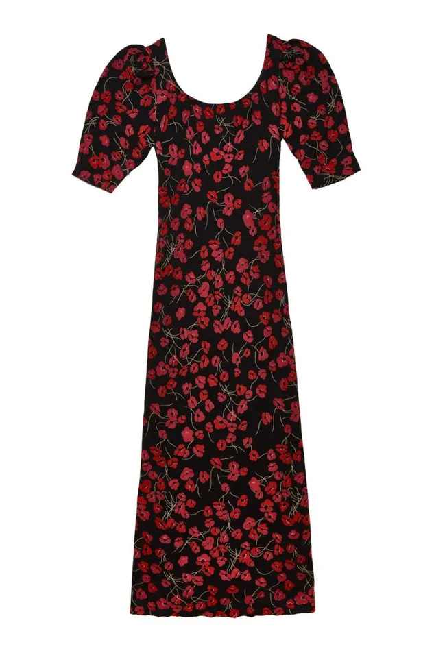 Women RIXO All Clothing Elias Wool Midi Dress Autumn Cherry Red
