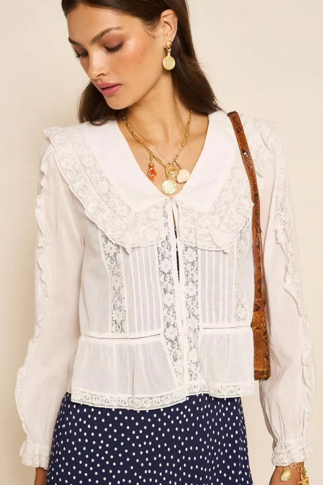 Women RIXO All Clothing Maribelle Cotton Blouse Ivory