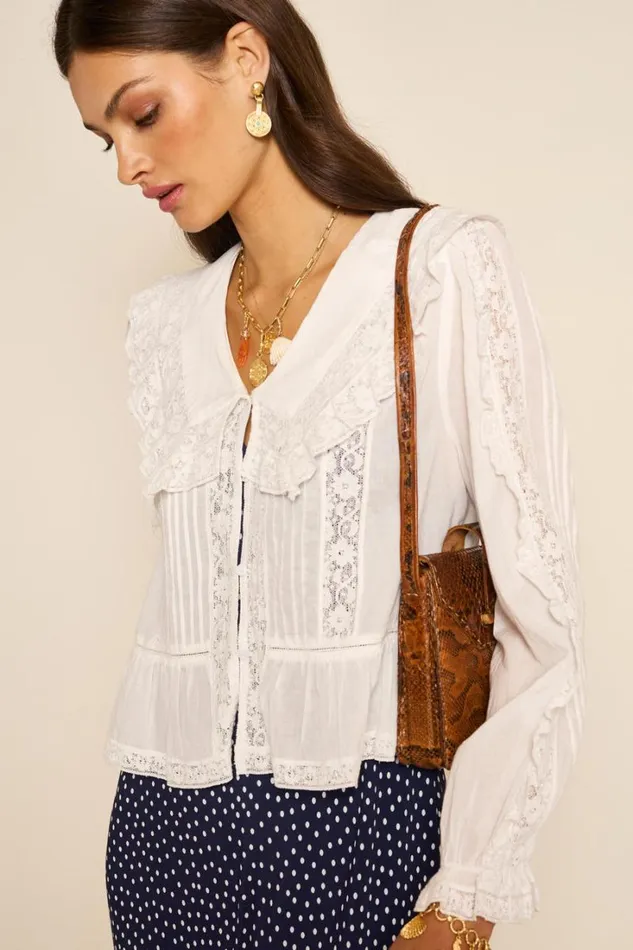 Women RIXO All Clothing Maribelle Cotton Blouse Ivory