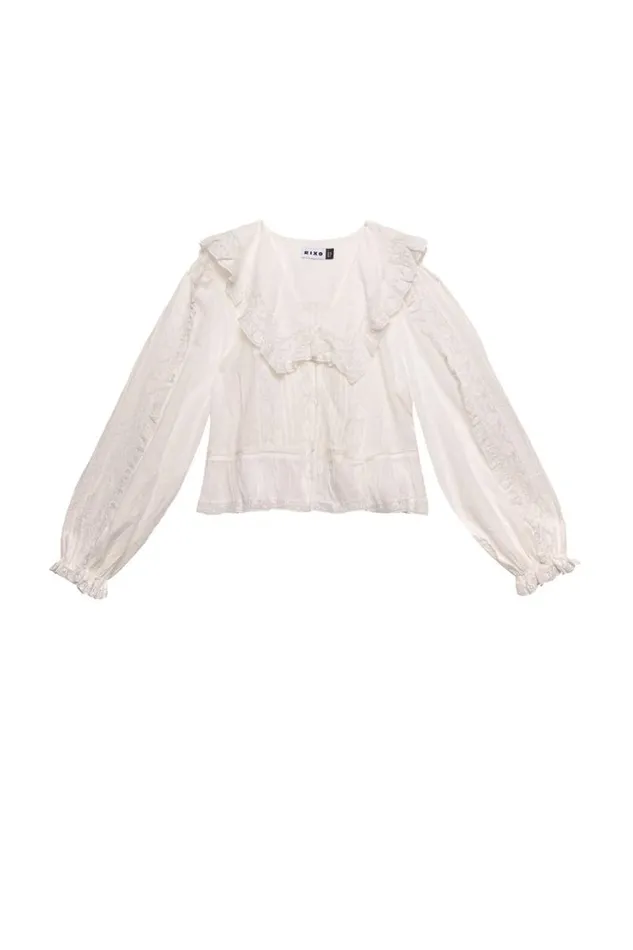 Women RIXO All Clothing Maribelle Cotton Blouse Ivory