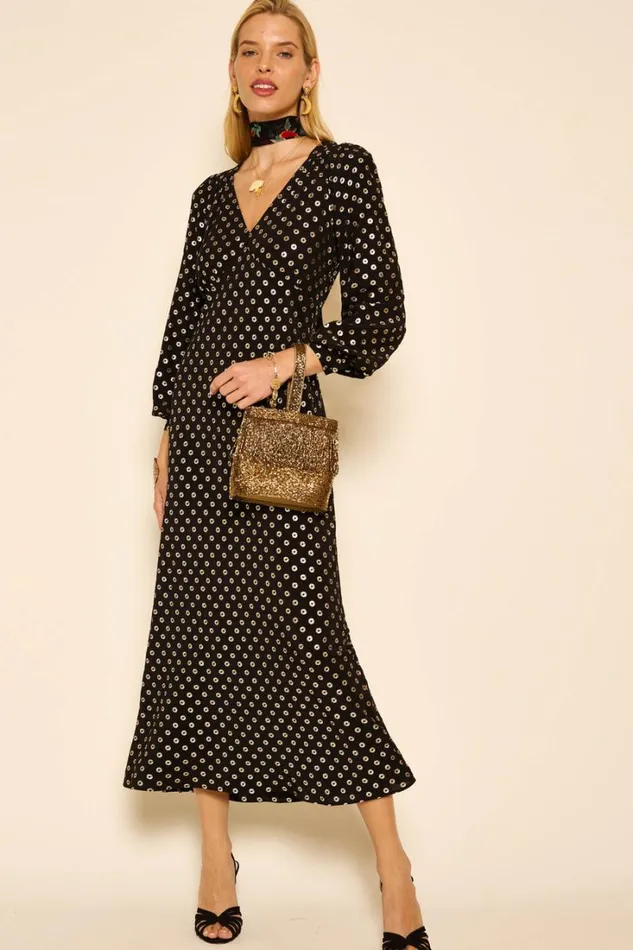 Women RIXO All Clothing Mavis Midi Dress Shibori Gold