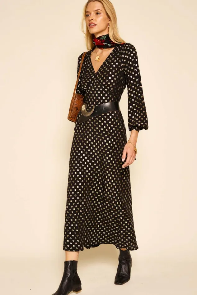 Women RIXO All Clothing Mavis Midi Dress Shibori Gold