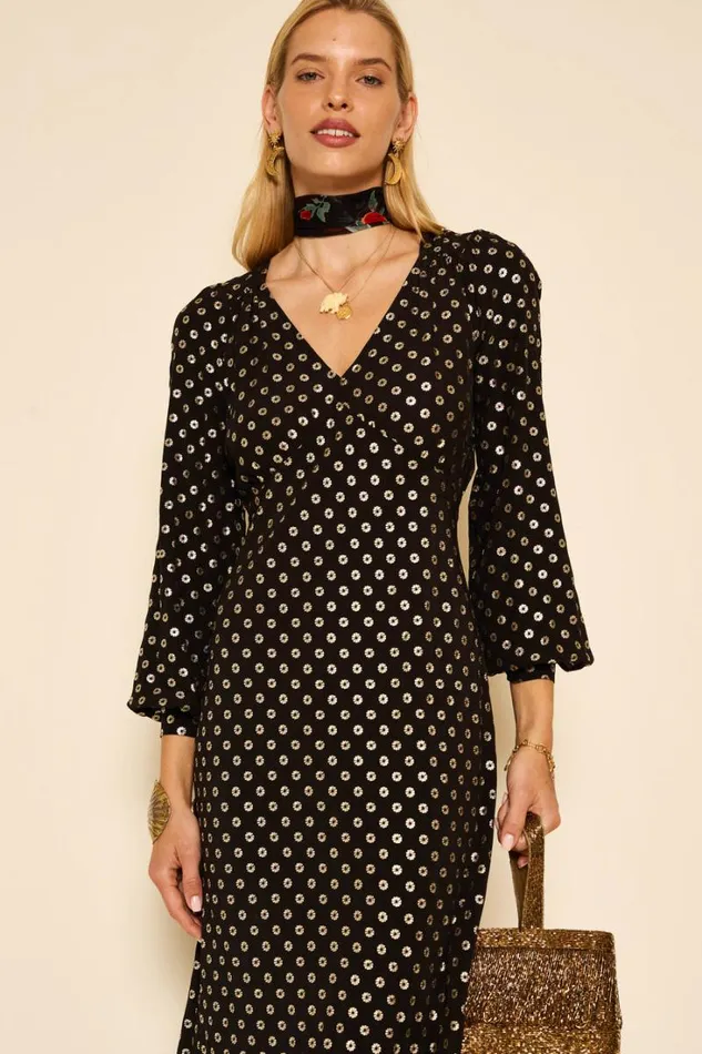 Women RIXO All Clothing Mavis Midi Dress Shibori Gold