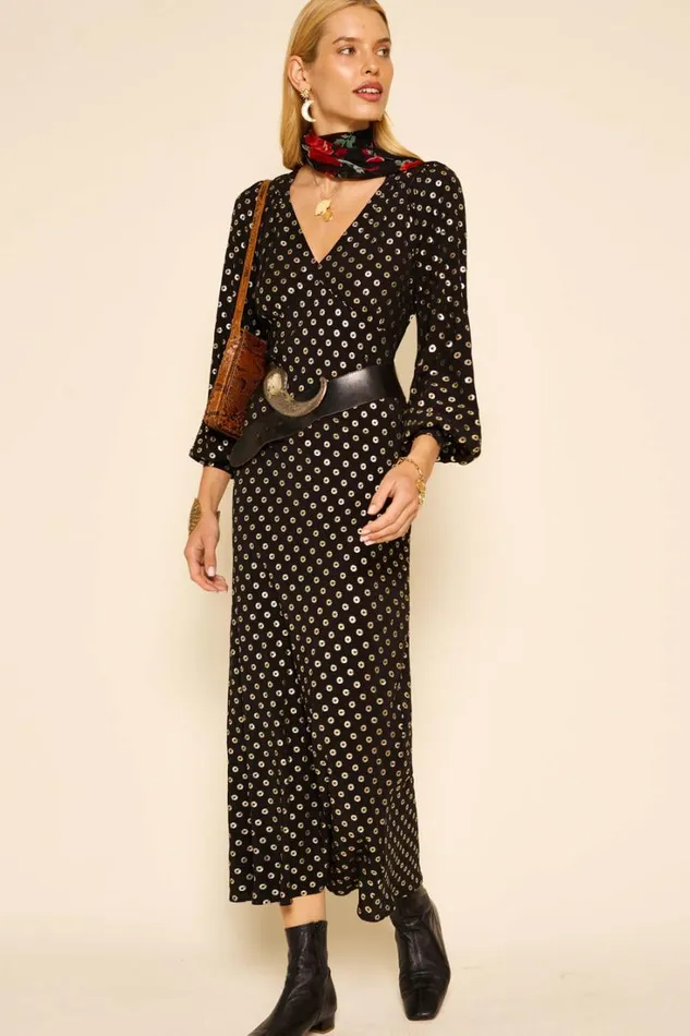Women RIXO All Clothing Mavis Midi Dress Shibori Gold