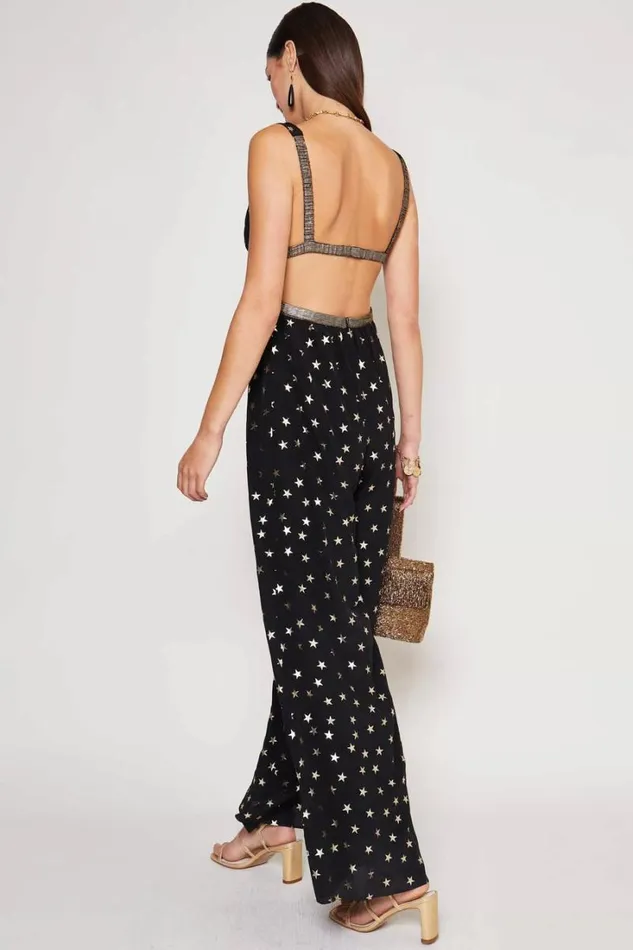 Women RIXO Dresses Hollywood Jumpsuit Mini Star Black Gold