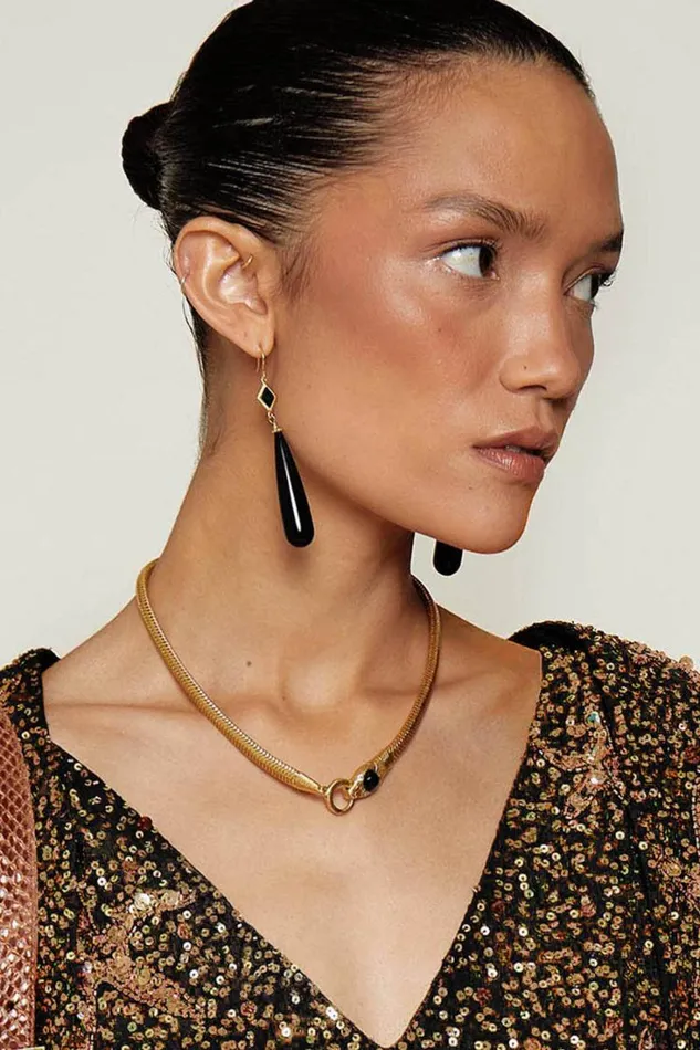 Women RIXO Jewelry Amiah Earrings Black Emerald Stone