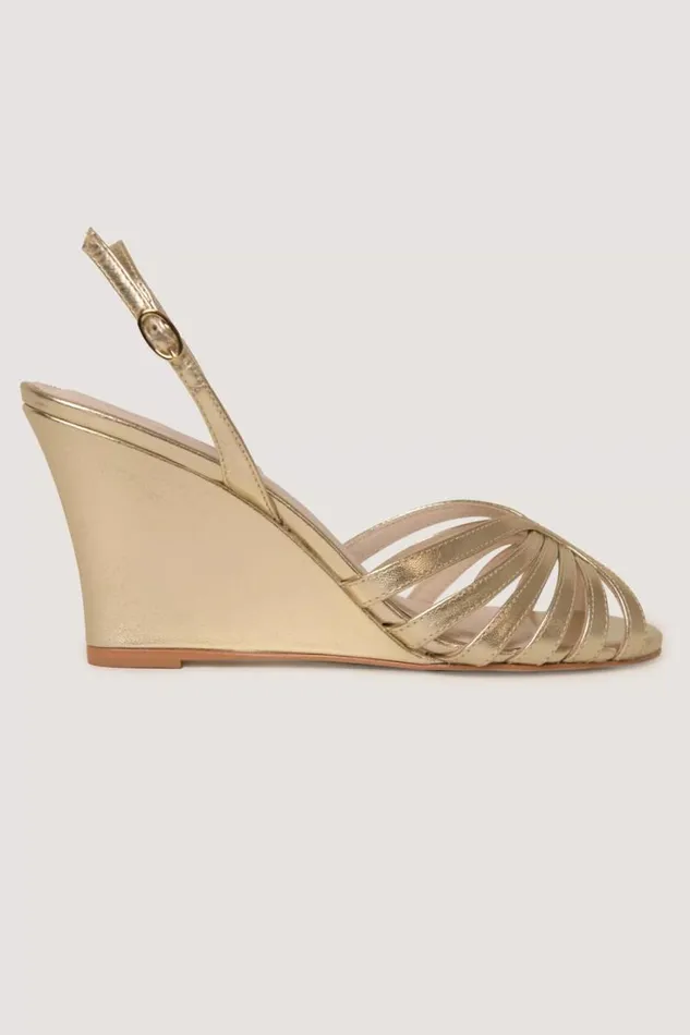 Women RIXO Shoes Enza Leather Wedges Gold