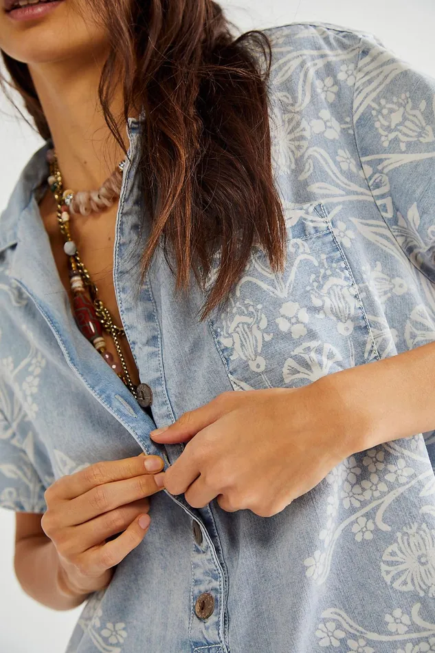 Women Rompers Free People Claudia Romper Chambray Combo