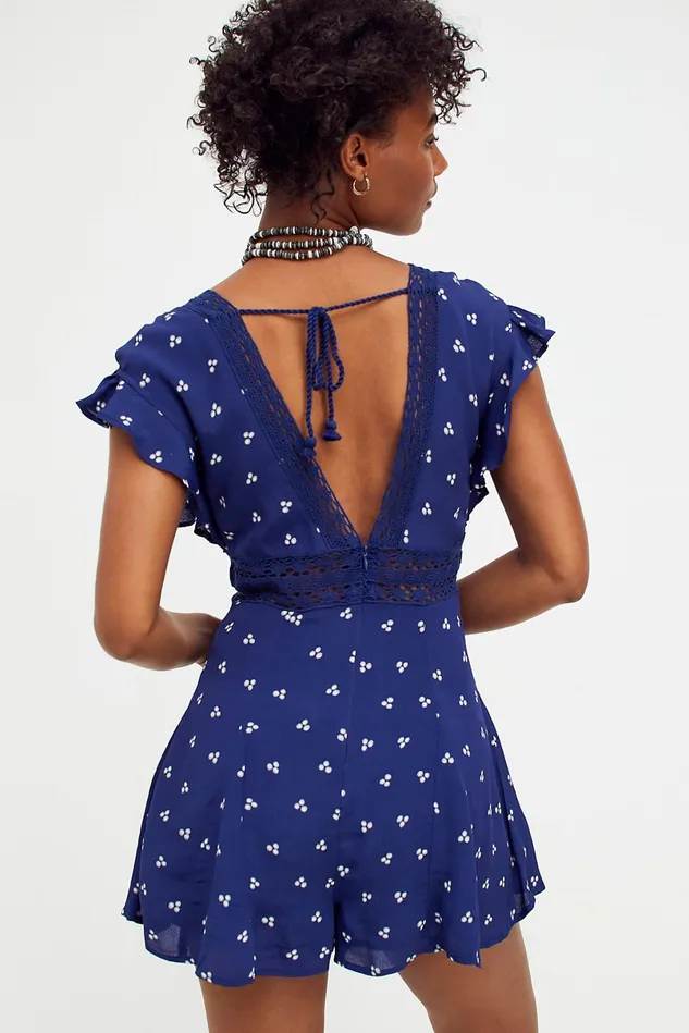 Women Rompers Free People Morning Sun Romper Navy Combo