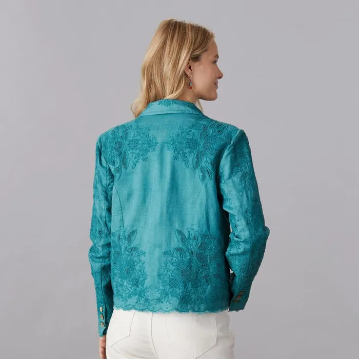 Women Rosette Lace Jacket Petite Teal Sundance Catalog Petite Styles Women Rosette Lace Jacket Petite Teal Sundance Catalog Petite Styles