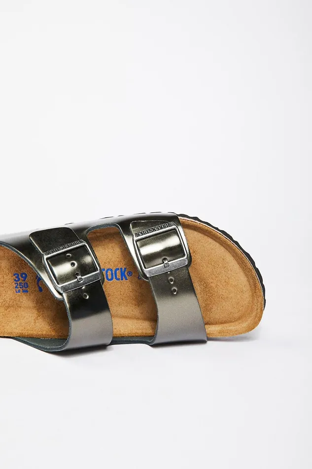 Women Sandals Free People Arizona Metallic Birkenstock Sandals Anthracite