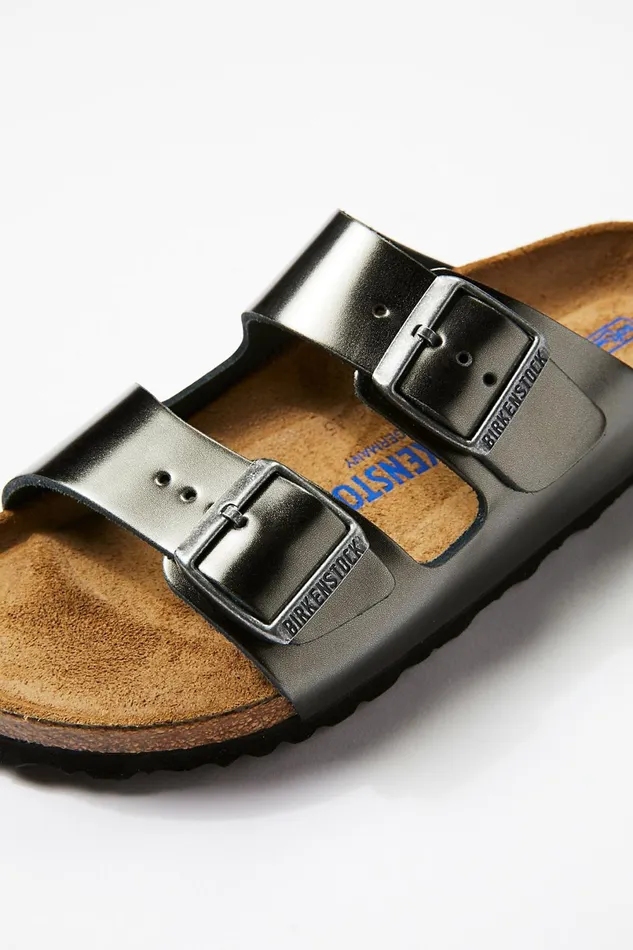 Women Sandals Free People Arizona Metallic Birkenstock Sandals Anthracite