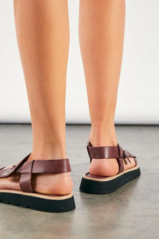 Women Sandals Free People Raven Leather Sandals Oxblood