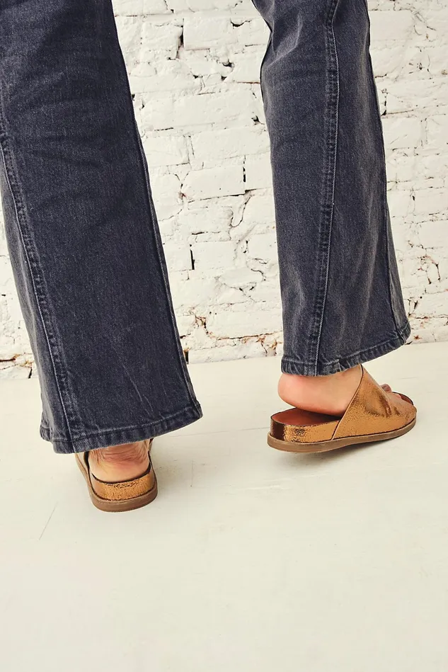 Women Sandals Free People Reflection Slide Sandals Rust Metallic