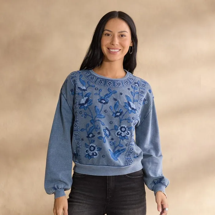 Women Saskia Sweatshirt Indigo Sundance Catalog Tops