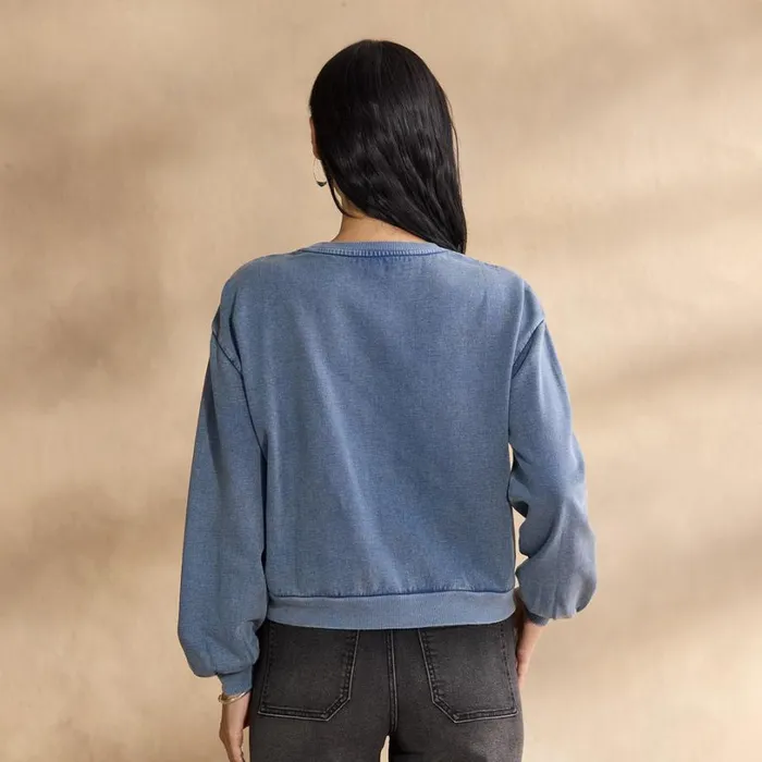 Women Saskia Sweatshirt Indigo Sundance Catalog Tops Women Saskia Sweatshirt Indigo Sundance Catalog Tops