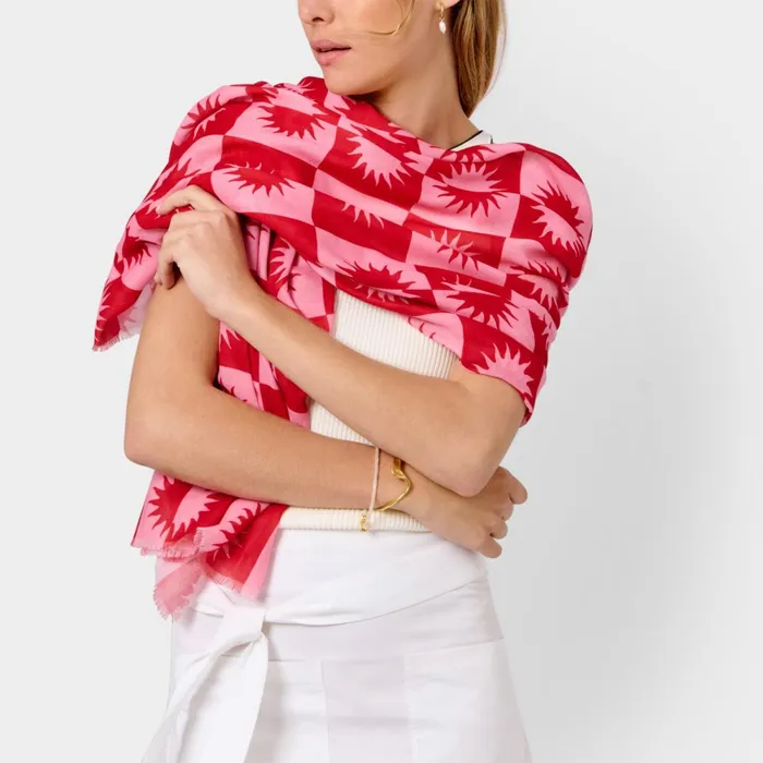 Women Scarves and Womenswear Katie Loxton Le Soleil Printed Scarf 8211 Red And Pink Women Scarves and Womenswear Katie Loxton Le Soleil Printed Scarf 8211 Red And Pink
