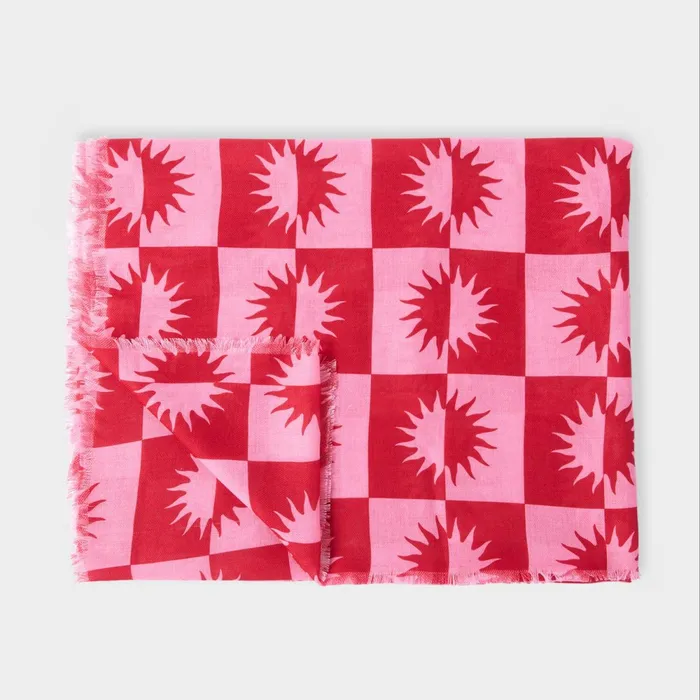 Women Scarves and Womenswear Katie Loxton Le Soleil Printed Scarf 8211 Red And Pink
