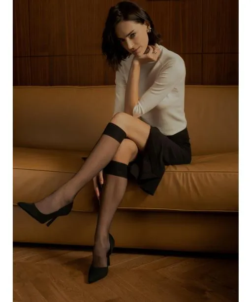 Women Shelina 12 DEN Women Kneehigh Socks Black FALKE Knee High Socks
