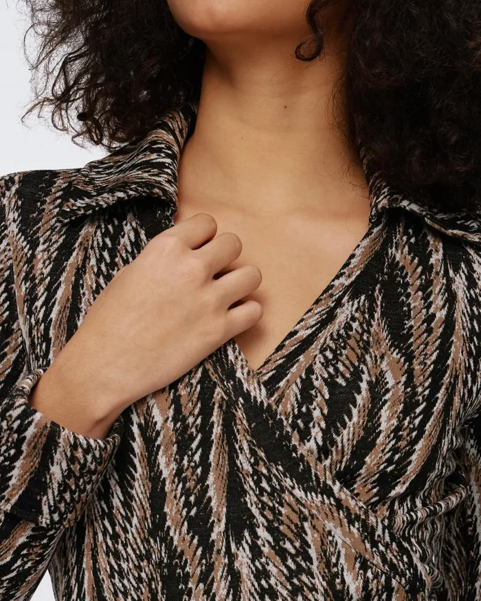Women Sheree Jacquard Wrap Top Tiny Feather Boa DVF Tops