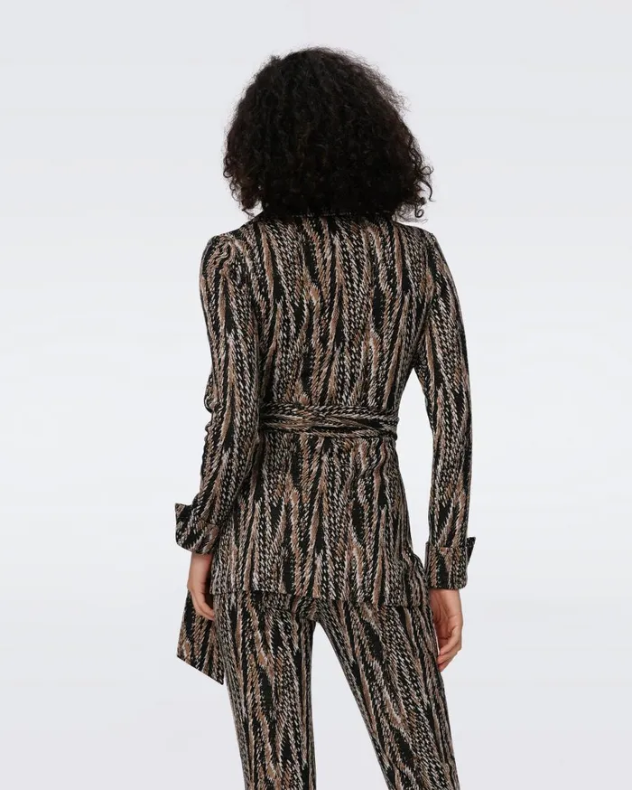 Women Sheree Jacquard Wrap Top Tiny Feather Boa DVF Tops