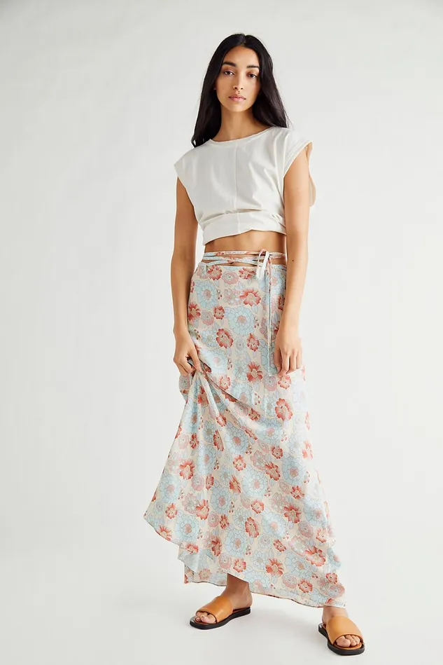 Women Skirts Free People Thats A Wrap Printed Maxi Skirt Sky Combo