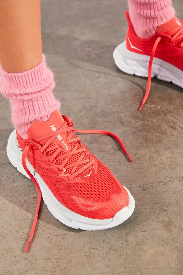 Women Sneakers Free People Hoka Clifton Edge Sneaker Hot Coral White