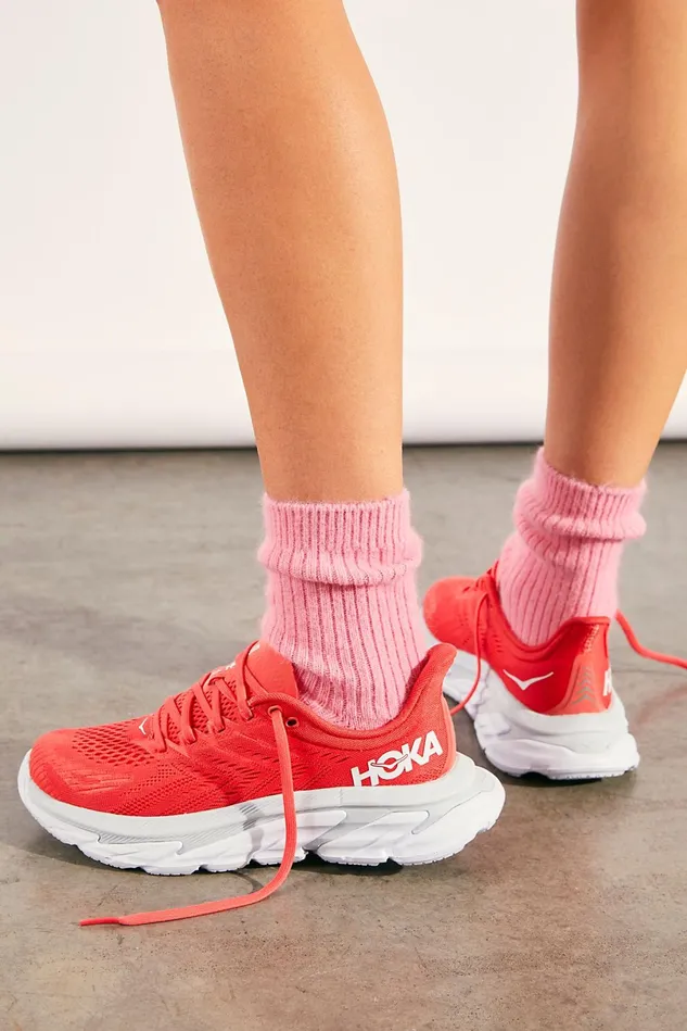 Women Sneakers Free People Hoka Clifton Edge Sneaker Hot Coral White