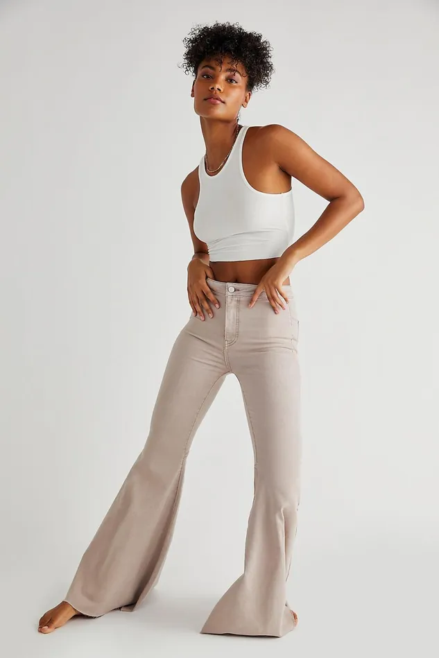 Women Statement Jeans Free People Just Float On Flare Jeans Dirty Lavender