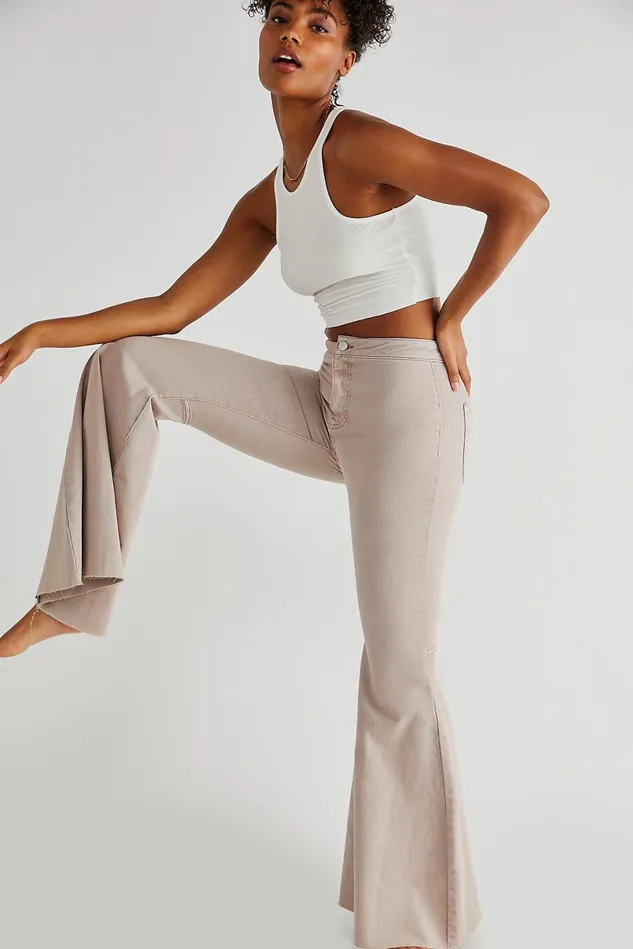 Women Statement Jeans Free People Just Float On Flare Jeans Dirty Lavender