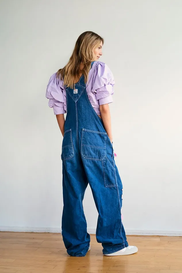 Women Statement Jeans Free People Rialto Suzy Overalls Hot Pink Floral