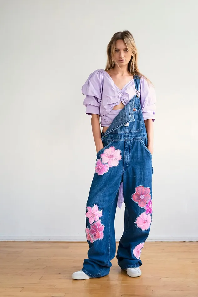 Women Statement Jeans Free People Rialto Suzy Overalls Hot Pink Floral