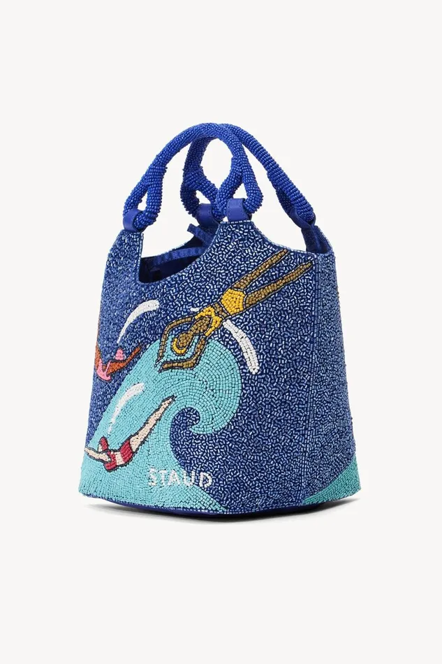 Women STAUD Bucket BEADED COTE BAG SWIMMERS