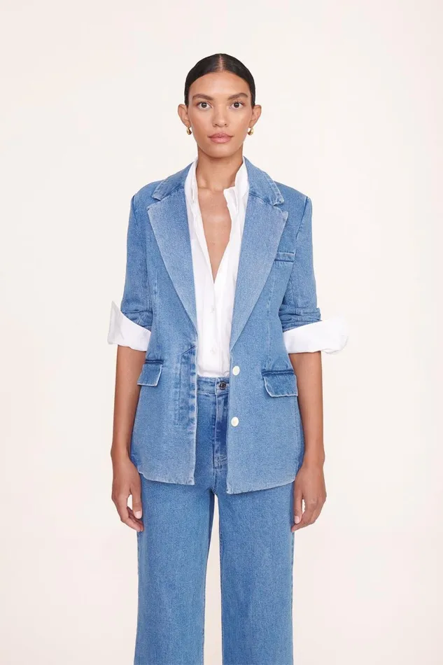Women STAUD Denim MAXWELL BLAZER MEDIUM WASH