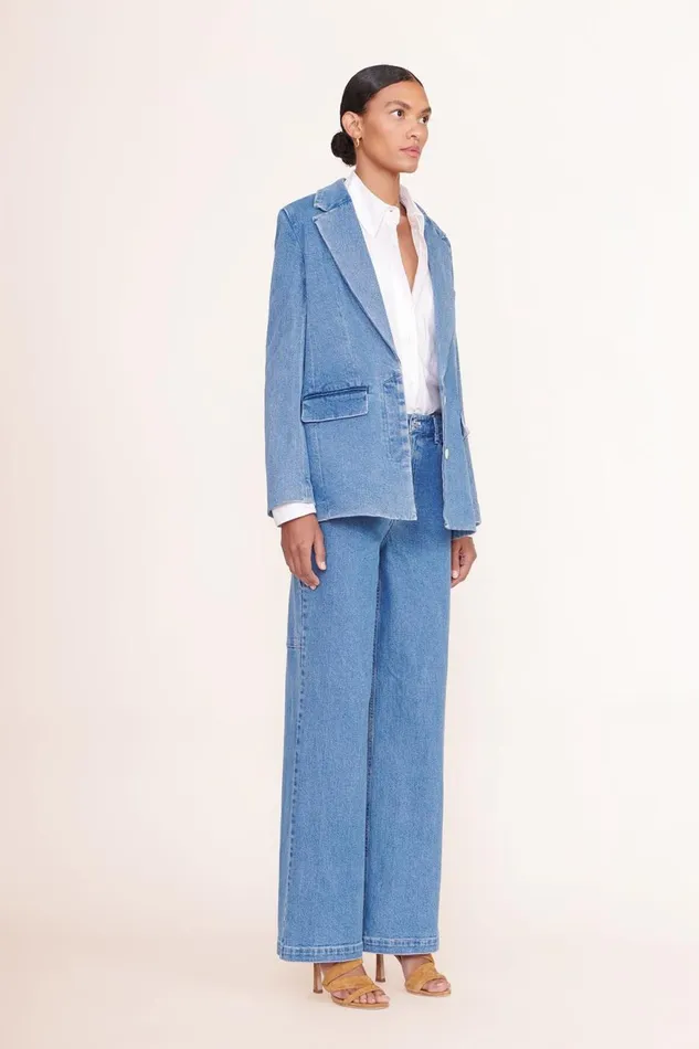 Women STAUD Denim MAXWELL BLAZER MEDIUM WASH
