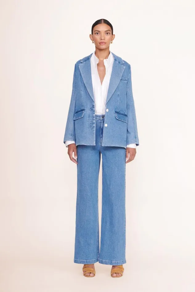 Women STAUD Denim MAXWELL BLAZER MEDIUM WASH