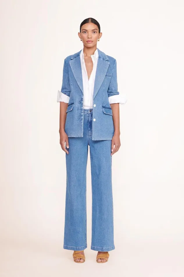 Women STAUD Denim MAXWELL BLAZER MEDIUM WASH