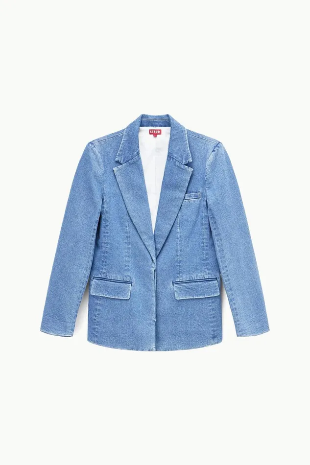 Women STAUD Denim MAXWELL BLAZER MEDIUM WASH
