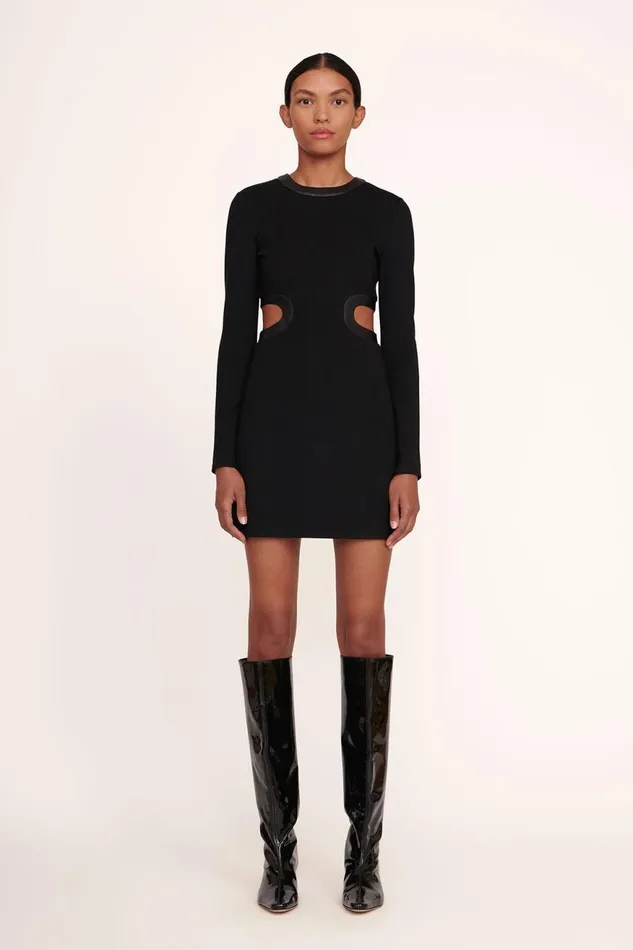 Women STAUD Dresses MINI LONG SLEEVE DOLCE DRESS BLACK