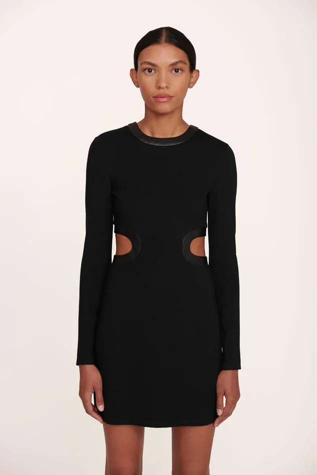Women STAUD Dresses MINI LONG SLEEVE DOLCE DRESS BLACK