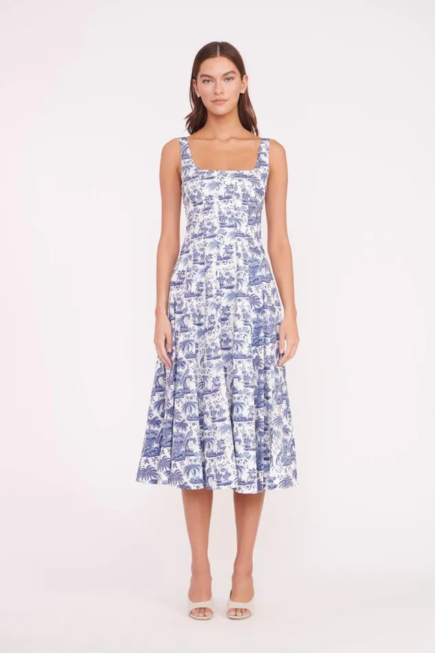 Women STAUD Dresses WELLS DRESS BLUE TOILE